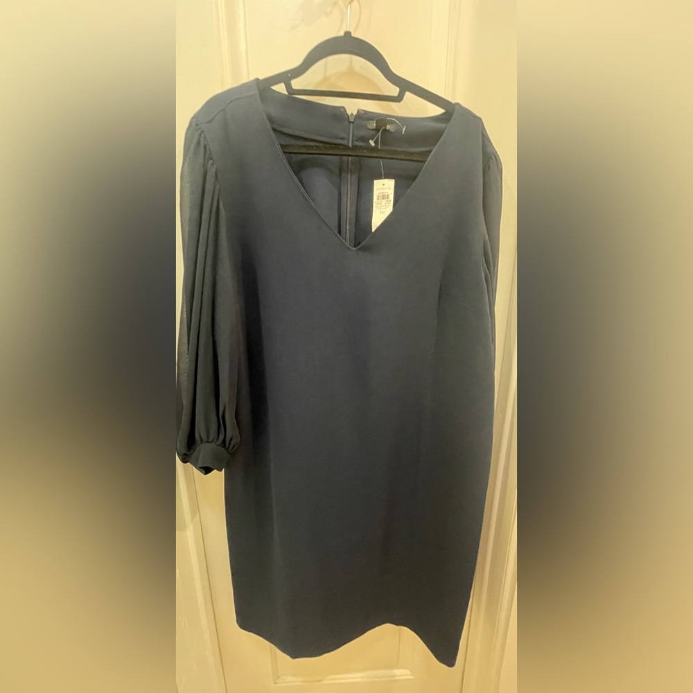 Ann Taylor Navy V-Neck Dress